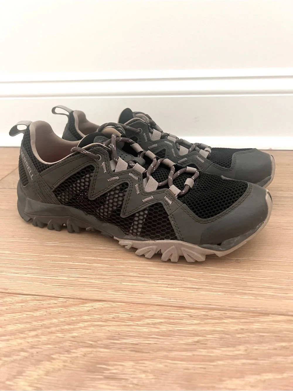 Merrell Wildwood Aerosport Mens Sz 8 Black Trail Running Jogging Hiking Shoe